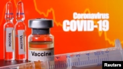 Échnatillons de vaccin anti-coronavirus dans de petites bouteilles étiquetées avec des autocollants, le 10 avril 2020. REUTERS / Dado Ruvic / Illustration / File Photo