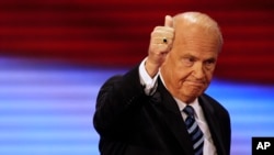 FILE - Former U.S. senator and actor Fred Thompson is seen in a Sept. 2, 2008, photo. 