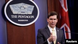 El secretario de Defensa de estados Unidos, Mark Esper se dirige a la prensa en una intervención del pasado 5 de marzo.