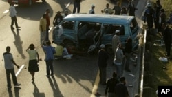 FILE - The site of a car crash is seen in Cape Town, South Africa.