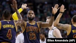 LeBron James of the Cleveland Cavaliers is playing in the NBA Finals for the seventh year in a row. (AP Photo/Elise Amendola)