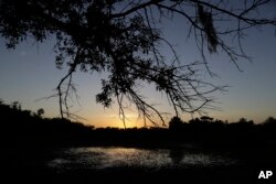 In this Aug. 11, 2017, photo, the sun sets over the Santa Ana National Wildlife Refuge, home to 400-plus species of birds and several endangered wildcats, in Alamo, Texas.