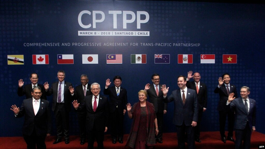 跨太平洋11国2018年3月8日签署《全面与进步跨太平洋伙伴关系协定》（CPTPP）。(photo:VOA)