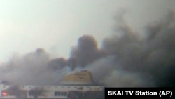 28일 여객선 '노르만 아틀란틱'호가 화염에 휩싸여있다. 