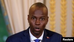 Le président haïtien, Jovenel Moise, lors d'une conférence de presse à l'Elysée à Paris, le 11 décembre 2017. REUTERS / Ludovic Marin / Pool -