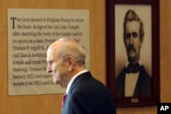 The Church of Jesus Christ of Latter-day Saints President Russell M. Nelson leaves after a news conference at the Temple Square South Visitors Center, April 19, 2019, in Salt Lake City.