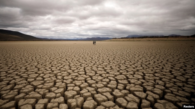 In this photo taken on Sunday, Oct. 27, 2019, a pool that used to be a water supply is seen in Mana Pools National Park, Zimbabwe. (AP Photo/Tsvangirayi Mukwazhi)