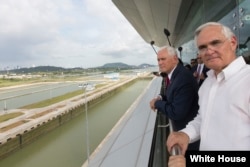 Vice President Mike Pence tours the Panama Canal on Aug. 17, 2017, during a four-country visit to Latin America. (White House photo)