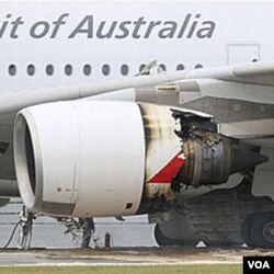 Kerusakan mesin pada salah satu mesin pesawat Airbus A-380 milik maskapai Qantas, Australia.