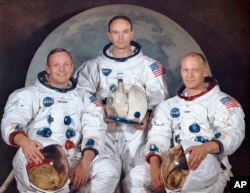 Soldan sağa, Neil Armstrong, Michael Collins, Edwin E. "Buzz" Aldrin