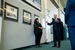 President Joe Biden on a tour of the Greenwood Cultural Center to mark the 100th anniversary of the Tulsa race massacre, Tuesday, June 1, 2021, in Tulsa, Okla. (AP Photo/Evan Vucci)