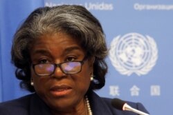 U.S. Ambassador to United Nations, Linda Thomas-Greenfield holds a news conference in New York