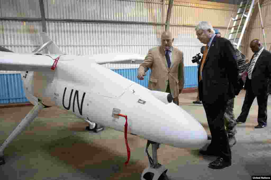 The UN Mission in DR Congo launches the inaugural flight of unarmed Unmanned Aerial Vehicles in Goma, DRC, Dec. 3, 2013.