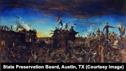 Henry A. McArdle's painting, Dawn at the Alamo, depicts the final battle at the besieged mission.