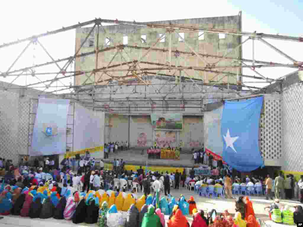 The theatre still has no roofl it was destroyed during years of civil war in Somalia. (Photo courtesy Somali Government)