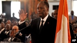 Alassane Ouattara a prêté serment le 6 mai 2011 à Abidjan.