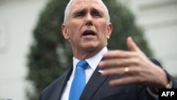 FILE - U.S. Vice President Mike Pence speaks to the media at the White House in Washington, Jan. 9, 2019. 