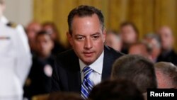 White House Chief of Staff Reince Priebus takes his seat for a ceremony recognizing the first responders to the June 14 shooting involving Congressman Steve Scalise, at the White House in Washington, U.S. July 27, 2017.