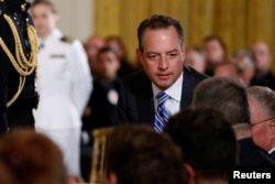 White House Chief of Staff Reince Priebus takes his seat for a ceremony recognizing the first responders to the June 14 shooting involving Congressman Steve Scalise, at the White House in Washington, U.S. July 27, 2017.