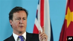 British Prime Minister David Cameron speaks during a press conference at the Foreign Office in central London, June 27, 2011 (file photo)