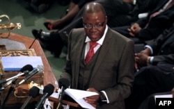 FILE - Zimbabwe's Finance Minister Tendai Biti delivers his speech about the 2013 budget at the Parliament in Harare, Zimbabwe, November 15, 2012.