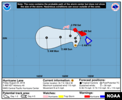 The US National Hurricane Center's forecast for Hurricane Lane, as of Aug. 24, 2018.