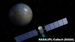La sonda Dawn dirigiéndose hacia el planeta Ceres, según una ilustración de la NASA.