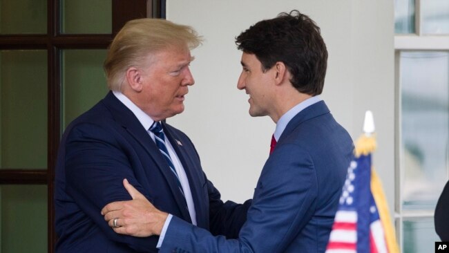 美国总统特朗普和加拿大总理特鲁多6月20日在白宫会晤。