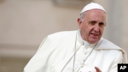 FILE - Pope Francis, pictured in St. Peter's Square at the Vatican, April 6, 2016, says Vatican won't send envoy to help select judges for proposed truth commission.