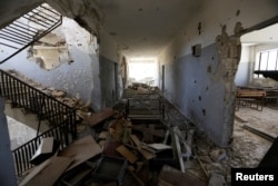 Damage is seen inside 'Syria, The Hope' school on the outskirts of the rebel-controlled area of Maaret al-Numan town, in Idlib province, Syria, June 1, 2016.