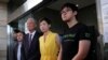 (L-R) Pro-democracy activists Chung Yiu-wa, Lee Wing-tat, Chu Yiu-ming, Tanya Chan and Cheung Sau-yin leave the court after getting their suspended sentence on their involvement in the Occupy Central, in Hong Kong, Apr. 24, 2019. 