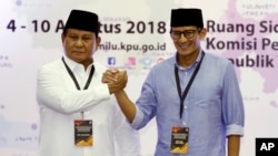 Capres Prabowo Subianto dan Cawapres Sandiaga Uno (Foto: AP).