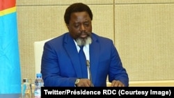 Le président congolais Joseph Kabila lors d’une réunion avec les 15 membres du Conseil de sécurité des Nations unies au Palais de la nation, à Kinshasa, le 5 octobre 2018. (Twitter/Présidence RDC)