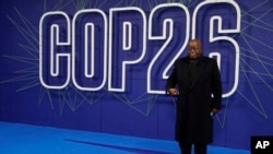 Ghana's President Nana Akufo-Addo arrives for the COP26 summit at the Scottish Event Campus (SEC) in Glasgow, Scotland, Nov. 1, 2021. 