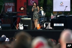 FILE - Sunidhi Chauhan performs at the Global Citizen Festival in Central Park in New York, Sept. 26, 2015.