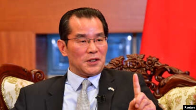 资料照片：中国驻瑞典大使桂从友在斯德哥尔摩讲话。(2019年11月15日)