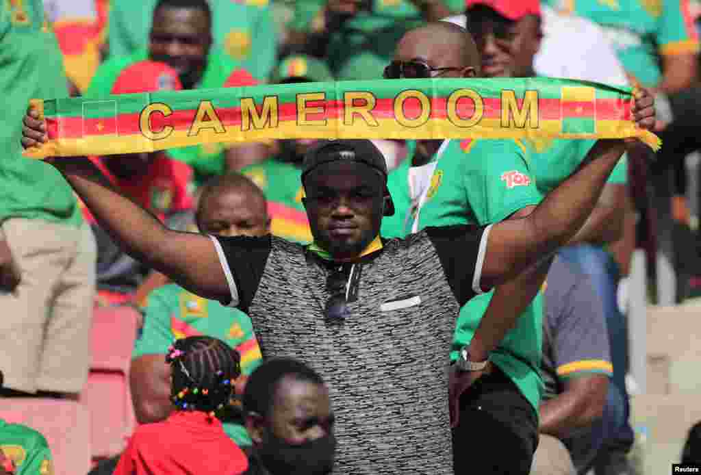 Cameroon fans before the match against Gambia in Cameroon, Jan. 29, 2022.