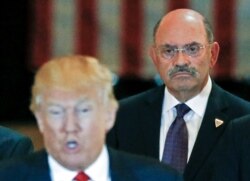 FILE - Trump Organization chief financial officer Allen Weisselberg looks on as then-U.S. Republican presidential candidate Donald Trump speaks during a news conference at Trump Tower in Manhattan, New York, U.S., May 31, 2016. (REUTERS)