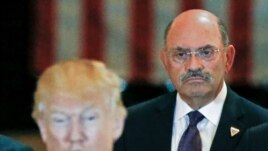 FILE - Trump Organization chief financial officer Allen Weisselberg looks on as then-U.S. Republican presidential candidate Donald Trump speaks during a news conference at Trump Tower in Manhattan, New York, U.S., May 31, 2016. (REUTERS)