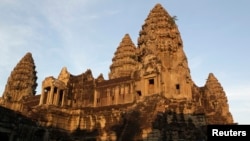 FILE - A view of Cambodia's famous Angkor Wat temple is seen during sunrise in Siem Reap.