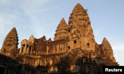 FILE - A view of Cambodia's famous Angkor Wat temple is seen during sunrise in Siem Reap.