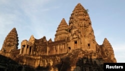 FILE - A view of Cambodia's famous Angkor Wat temple is seen during sunrise in Siem Reap.