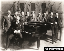 Victor Herbert, on piano stool, poses with the founding members of ASCAP in 1914. (Courtesy ASCAP)