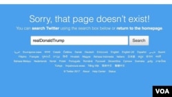 تصویری از صفحه حساب توئیتری ترامپ وقتی موقت حذف شده بود. 