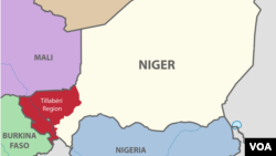 FILE - A map of highlighting Niger's Tillaberi region, where 10 soldiers died during an ambush on Feb. 10, 2023. The toll could rise because 16 people are still missing and 13 soldiers were wounded, according to a ministry statement. 