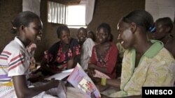 Young girls attend Adolescent Girls’ Club in Gudele neighborhood on the outskirts of Juba in the South Sudan. (Photo:UNESCO/BRAC)