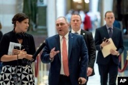 FILE - House Majority Whip Steve Scalise, R-La., walks to the House chamber on Capitol Hill in Washington, Sept. 13, 2018.