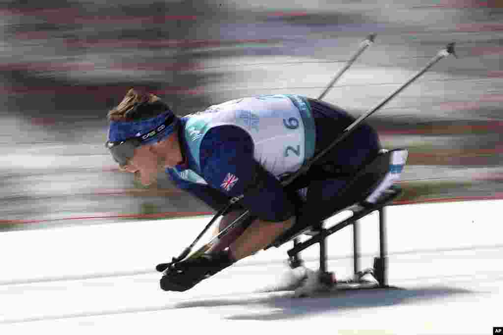 Scott Meenagh of Great Britain competes in the Biathlon Sitting Men&#39;s 12.5km event at the Alpensia Biathlon Centre for the 2018 Winter Paralympics held in Pyeongchang, South Korea.