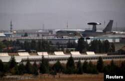 A NATO AWACS (Airborne Warning and Control Systems) aircraft approaches to an air base in central Anatolian city of Konya, Turkey, Sept. 8, 2017.