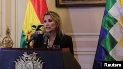 La présidente par intérim de la Bolivie, Jeanine Añez, au palais présidentiel de La Paz le 13 novembre 2019.